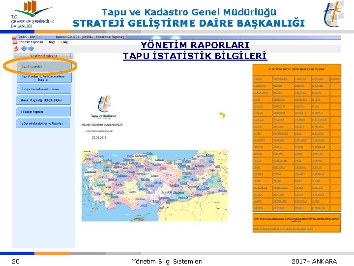 Tapu ve Kadastro Genel Müdürlüğü STRATEJİ GELİŞTİRME DAİRE BAŞKANLIĞI YÖNETİM RAPORLARI TAPU İSTATİSTİK BİLGİLERİ