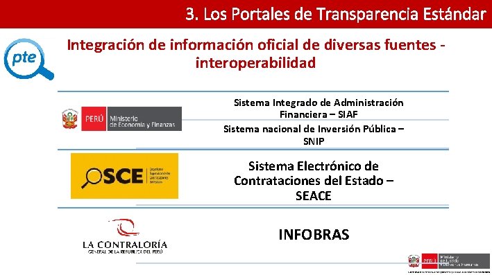 3. Los Portales de Transparencia Estándar Integración de información oficial de diversas fuentes interoperabilidad