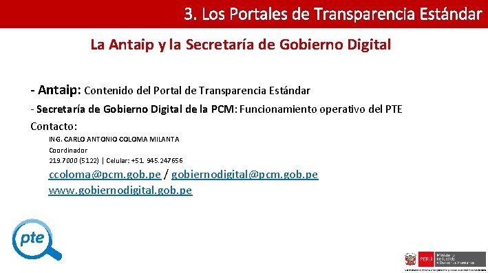 3. Los Portales de Transparencia Estándar La Antaip y la Secretaría de Gobierno Digital