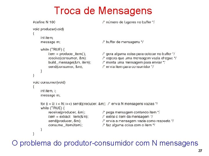 Troca de Mensagens O problema do produtor-consumidor com N mensagens 27 