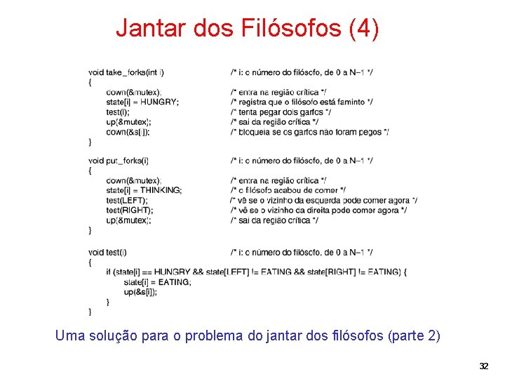 Jantar dos Filósofos (4) Uma solução para o problema do jantar dos filósofos (parte