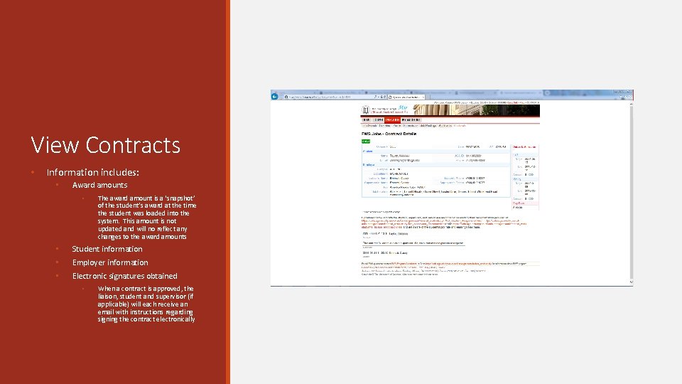 View Contracts • Information includes: • Award amounts • The award amount is a View Contracts • Information includes: • Award amounts • The award amount is a