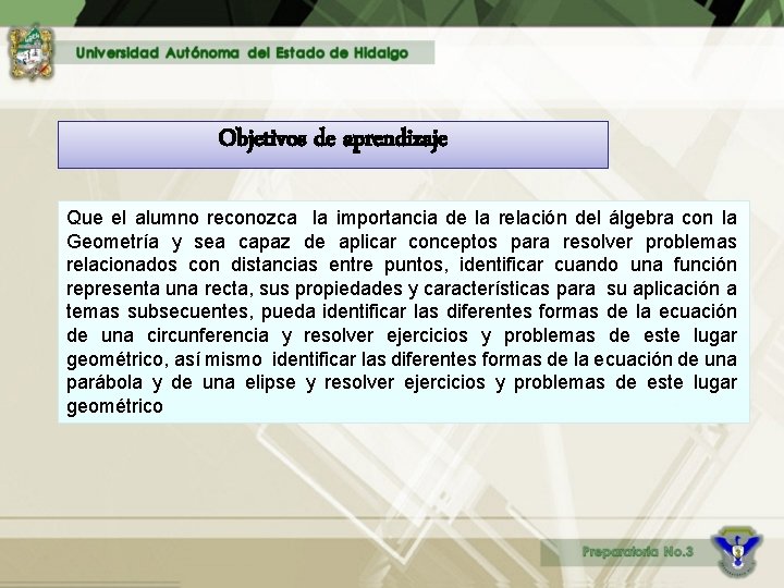 Objetivos de aprendizaje Que el alumno reconozca la importancia de la relación del álgebra