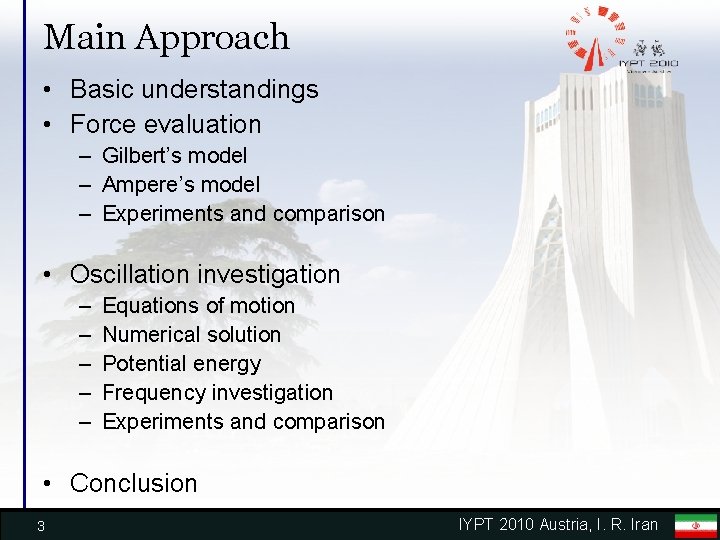 Main Approach • Basic understandings • Force evaluation – Gilbert’s model – Ampere’s model
