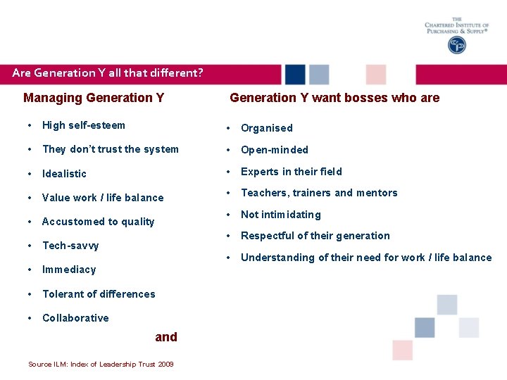 Are Generation Y all that different? Managing Generation Y want bosses who are •