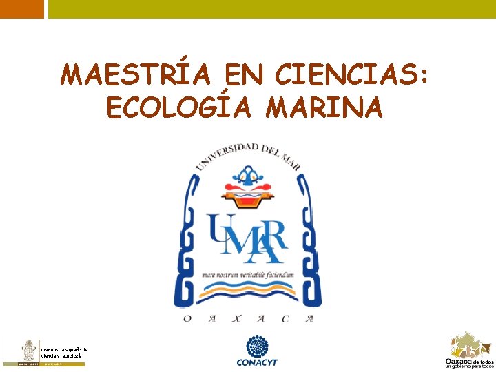 MAESTRÍA EN CIENCIAS: ECOLOGÍA MARINA Consejo Oaxaqueño de Ciencia y Tecnología 