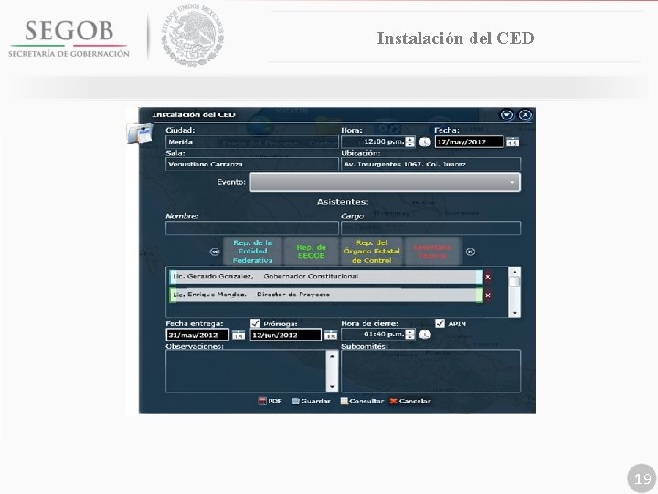 Instalación del CED 19 