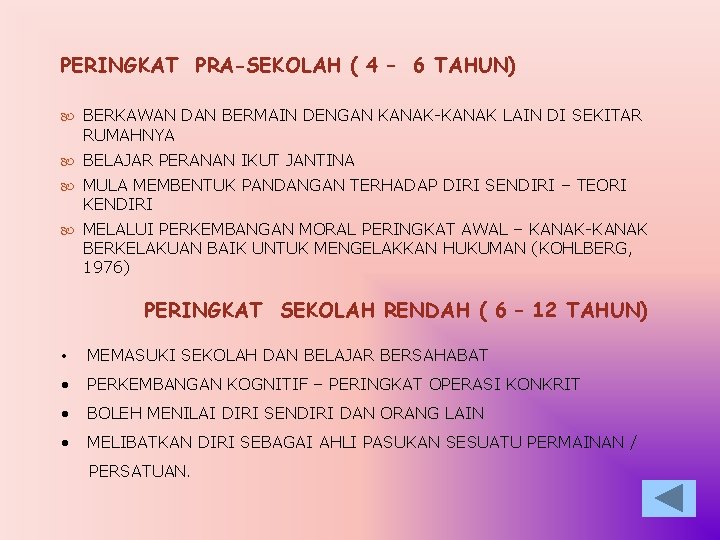 PERINGKAT PRA-SEKOLAH ( 4 – 6 TAHUN) BERKAWAN DAN BERMAIN DENGAN KANAK-KANAK LAIN DI