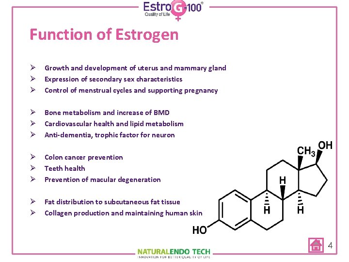 Function of Estrogen Ø Growth and development of uterus and mammary gland Ø Expression