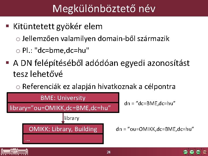 Megkülönböztető név § Kitüntetett gyökér elem o Jellemzően valamilyen domain-ből származik o Pl. :