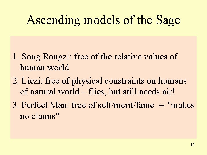Ascending models of the Sage 1. Song Rongzi: free of the relative values of