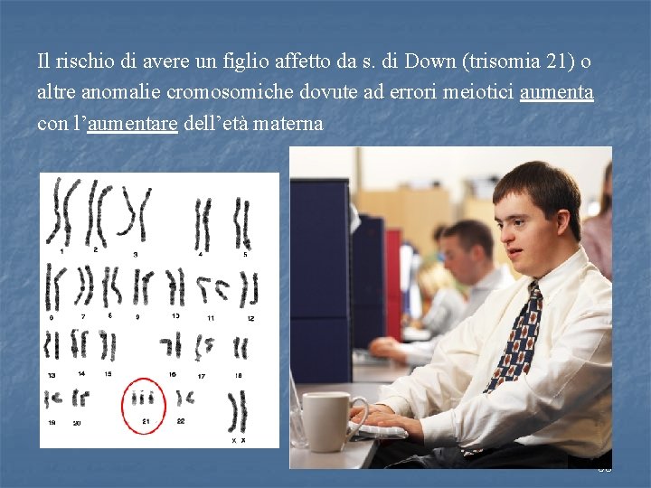 Il rischio di avere un figlio affetto da s. di Down (trisomia 21) o