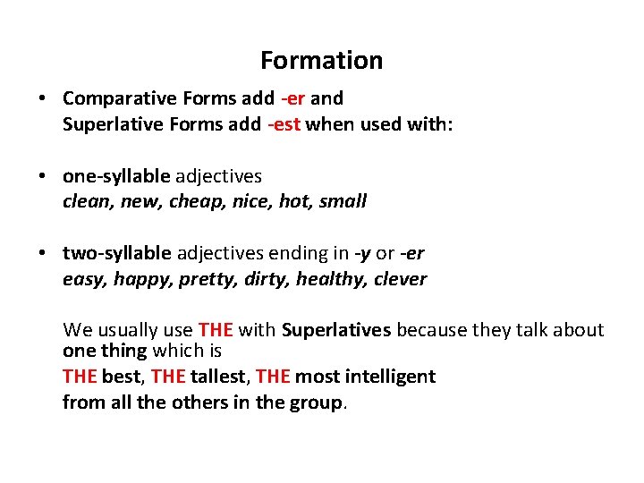 Comparatives And Superlatives Of Adjectives Comparatives We Use