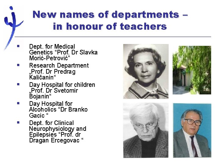 New names of departments – in honour of teachers § § § Dept. for