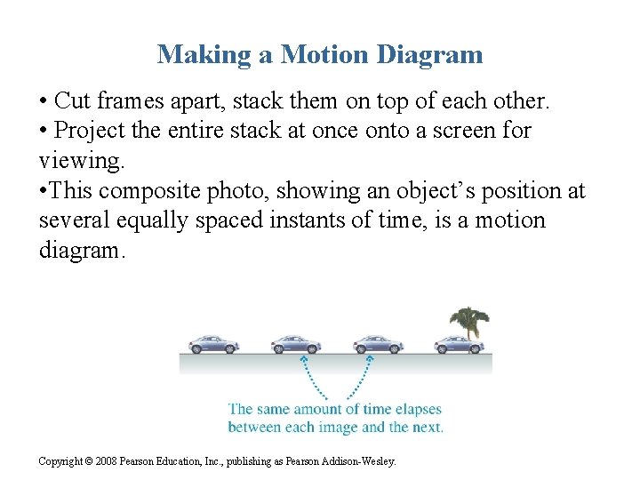 Making a Motion Diagram • Cut frames apart, stack them on top of each