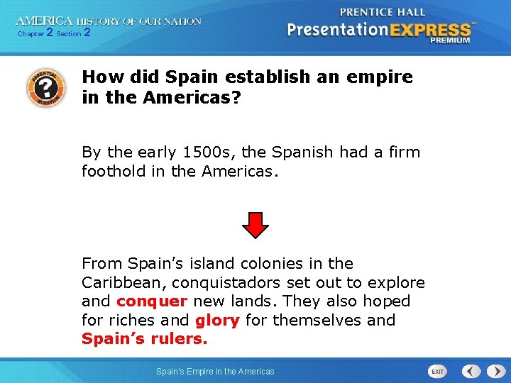 Chapter 2 Section 2 How did Spain establish an empire in the Americas? By