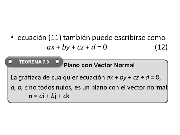  • ecuación (11) también puede escribirse como ax + by + cz +