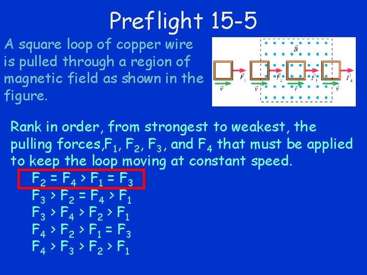 Preflight 15 -5 A square loop of copper wire is pulled through a region