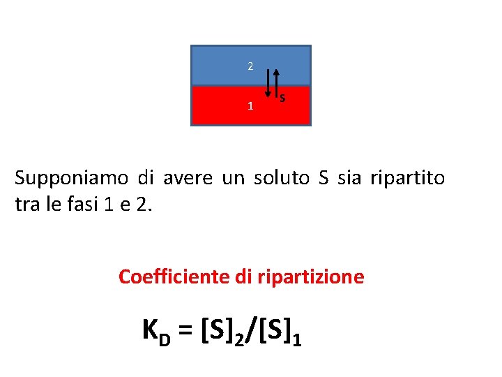 2 1 S Supponiamo di avere un soluto S sia ripartito tra le fasi