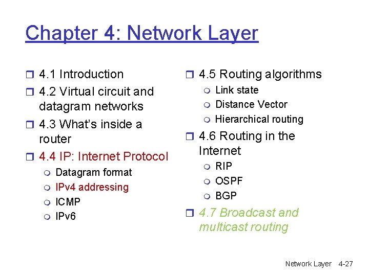 Chapter 4: Network Layer r 4. 1 Introduction r 4. 2 Virtual circuit and Chapter 4: Network Layer r 4. 1 Introduction r 4. 2 Virtual circuit and