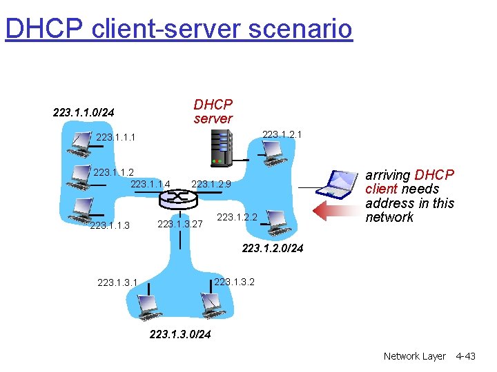 DHCP client-server scenario DHCP server 223. 1. 1. 0/24 223. 1. 2. 1 223. DHCP client-server scenario DHCP server 223. 1. 1. 0/24 223. 1. 2. 1 223.