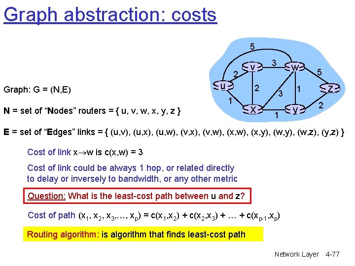 Graph abstraction: costs 5 2 Graph: G = (N, E) N = set of Graph abstraction: costs 5 2 Graph: G = (N, E) N = set of