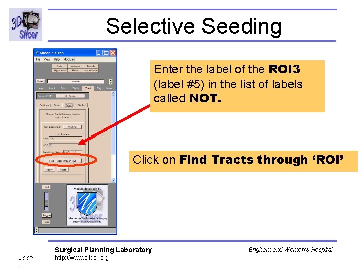 Selective Seeding Enter the label of the ROI 3 (label #5) in the list