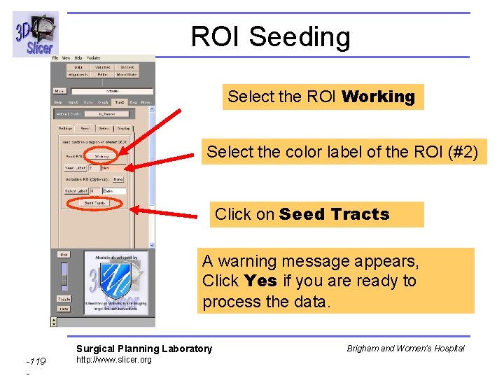 ROI Seeding Select the ROI Working Select the color label of the ROI (#2)