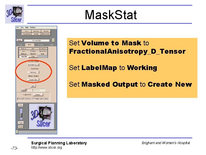 Mask. Stat Set Volume to Mask to Fractional. Anisotropy_D_Tensor Set Label. Map to Working
