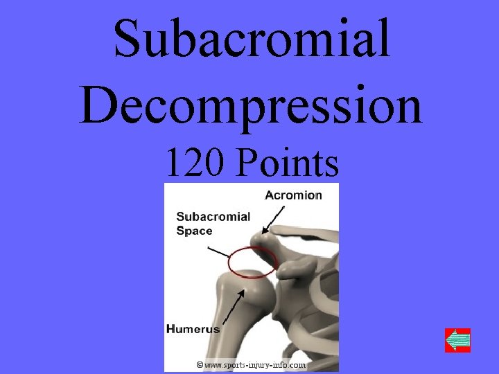 Subacromial Decompression 120 Points 