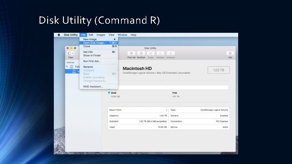 Disk Utility (Command R) 