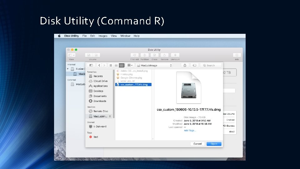 Disk Utility (Command R) 