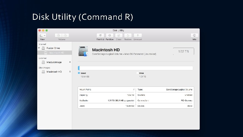 Disk Utility (Command R) 