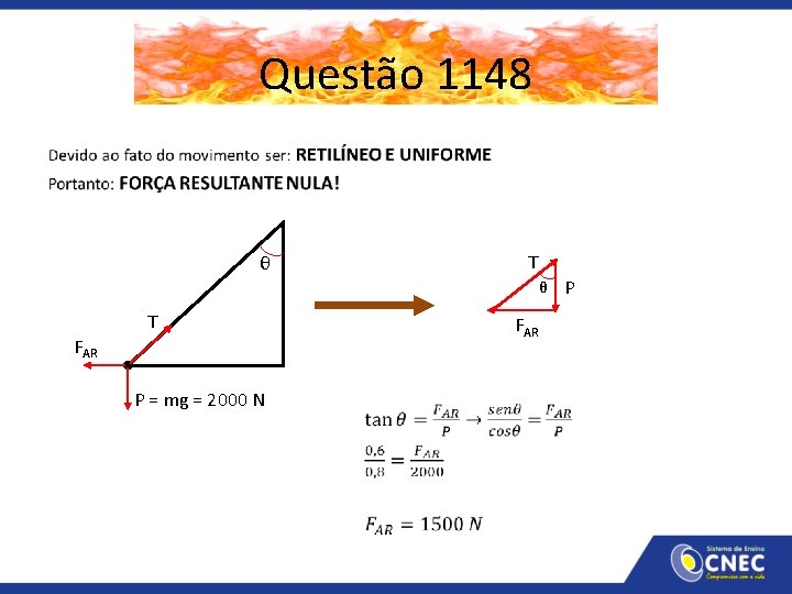 Questão 1148 • θ T FAR P = mg = 2000 N FAR P