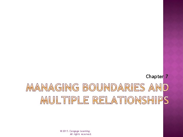 Chapter 7 © 2015. Cengage Learning. All rights reserved. Chapter 7 © 2015. Cengage Learning. All rights reserved.
