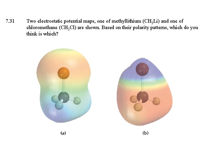 7. 31 Two electrostatic potential maps, one of methyllithium (CH 3 Li) and one