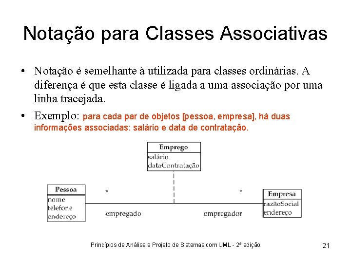 Notação para Classes Associativas • Notação é semelhante à utilizada para classes ordinárias. A