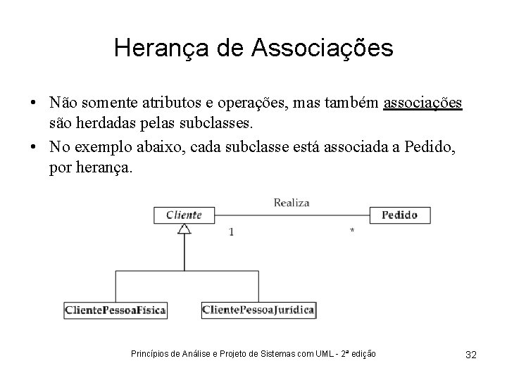 Herança de Associações • Não somente atributos e operações, mas também associações são herdadas