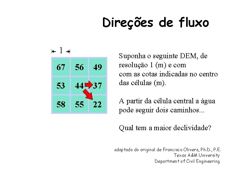 Direções de fluxo 1 67 56 49 53 44 37 58 55 22 Suponha Direções de fluxo 1 67 56 49 53 44 37 58 55 22 Suponha