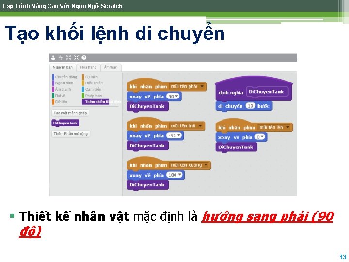 Lập Trình Nâng Cao Với Ngôn Ngữ Scratch Tạo khối lệnh di chuyển § Lập Trình Nâng Cao Với Ngôn Ngữ Scratch Tạo khối lệnh di chuyển §