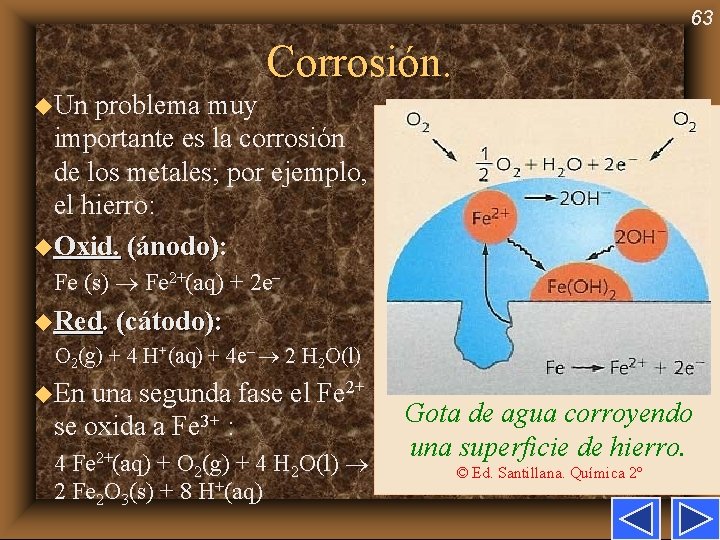 63 Corrosión. u. Un problema muy importante es la corrosión de los metales; por
