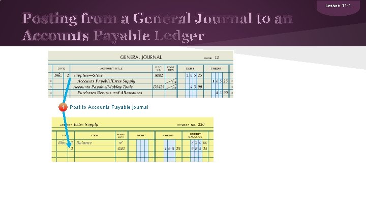 Lesson 11 -1 Posting from a General Journal to an Accounts Payable Ledger 1