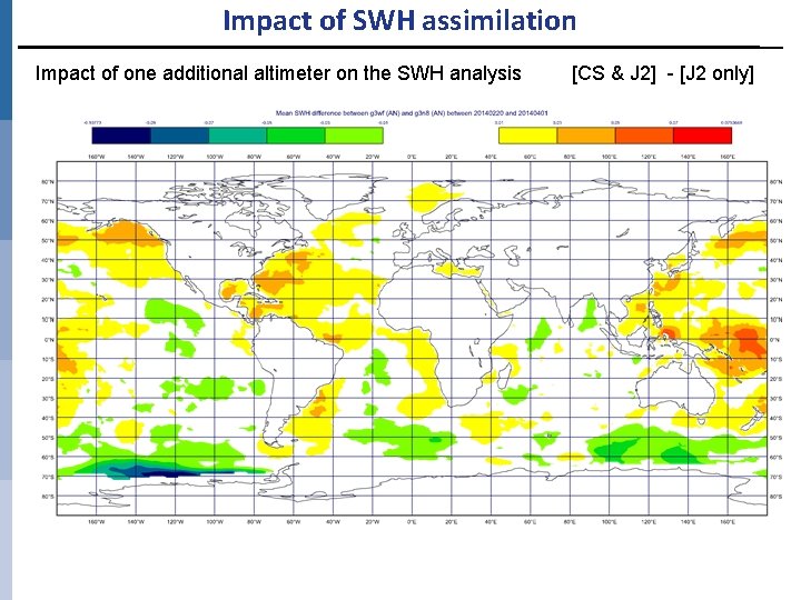 Impact of SWH assimilation Impact of one additional altimeter on the SWH analysis [CS