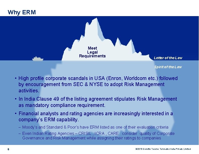 Why ERM Meet Legal Requirements Letter of the Law Spirit of the Law •