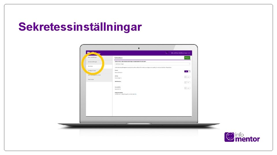 Sekretessinställningar 