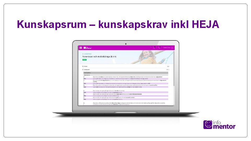 Kunskapsrum – kunskapskrav inkl HEJA 