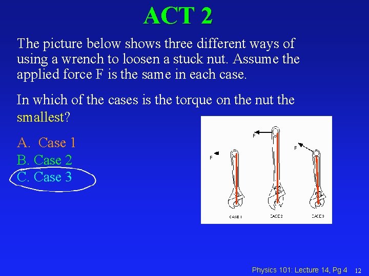 ACT 2 The picture below shows three different ways of using a wrench to