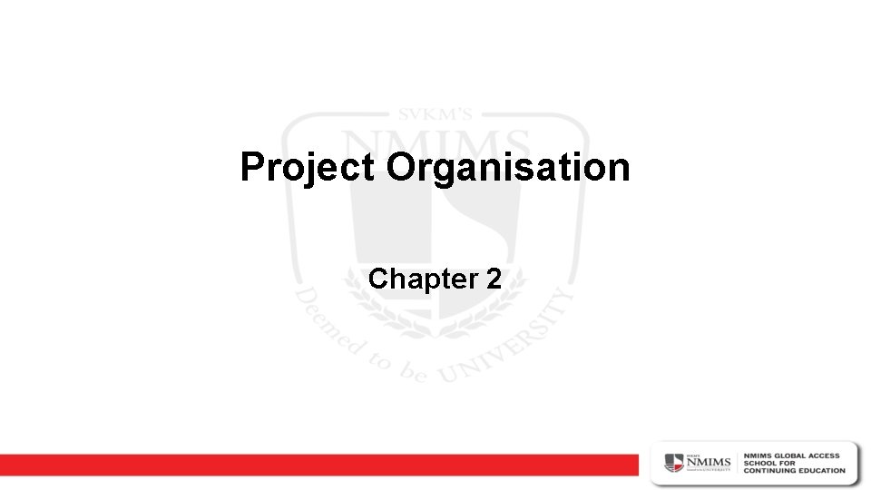 Project Organisation Chapter 2 