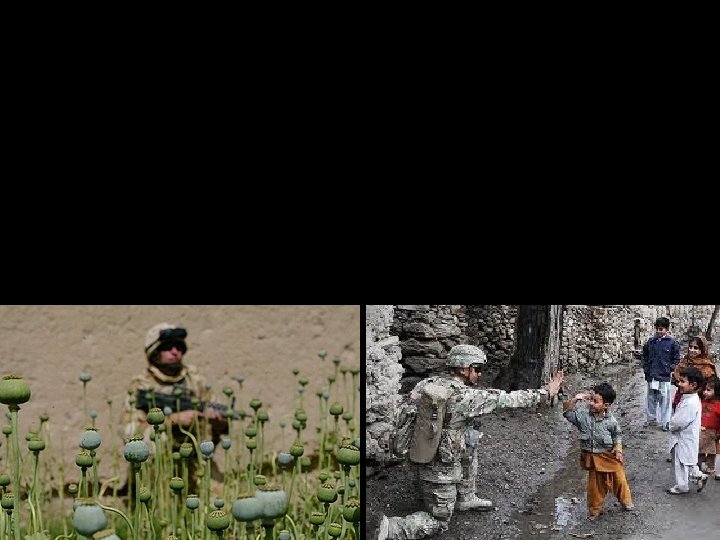 How do these pictures show the contradictions with the war on terror in Afghanistan?