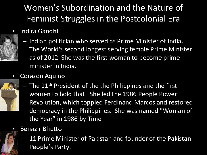 Women's Subordination and the Nature of Feminist Struggles in the Postcolonial Era • Indira